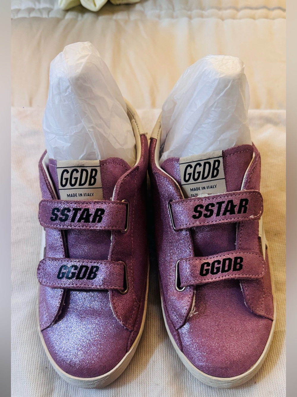 Golden Goose Kids SSTAR Glitter Purple Velcro Sneakers